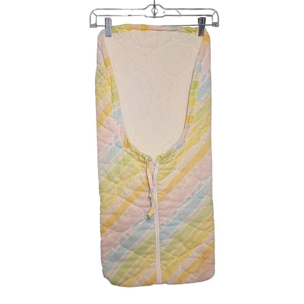 Vintage Baby Bunting Quilted Sleeping Sack Pastel Rainbow Stripes